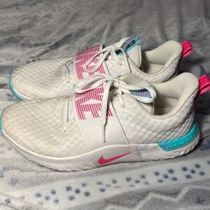White blue and pink soft comfy outdoor workout shoes !